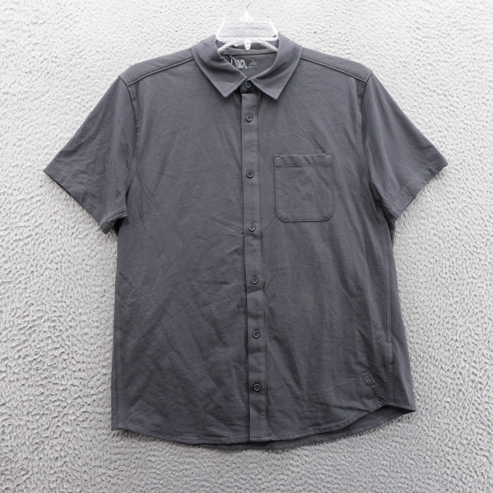 VRST Refined Knit Button Down‎ Shirt Size Medium Gray Men Moisture Wicking NWT